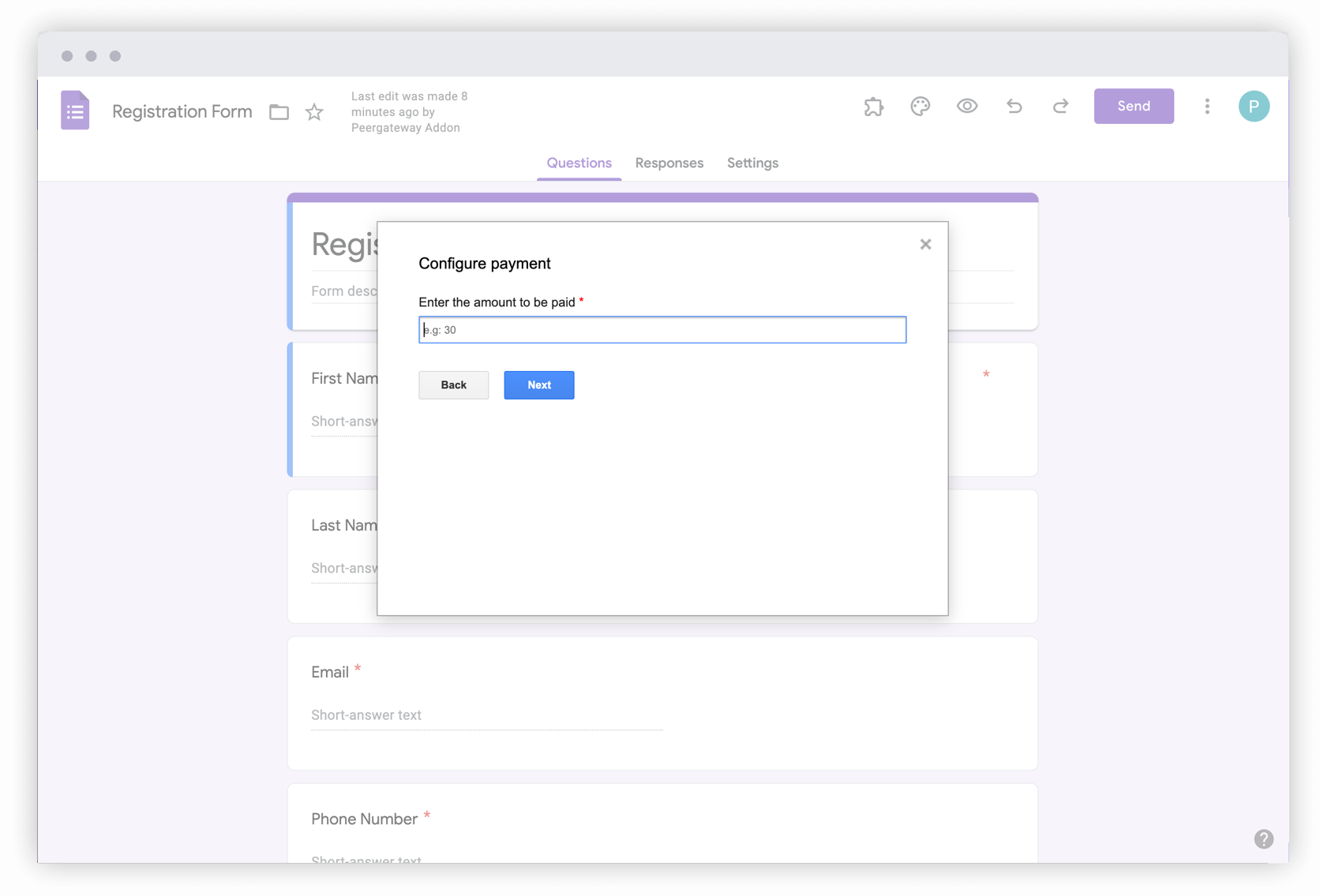 Configure your form to collect a fixed amount from your users