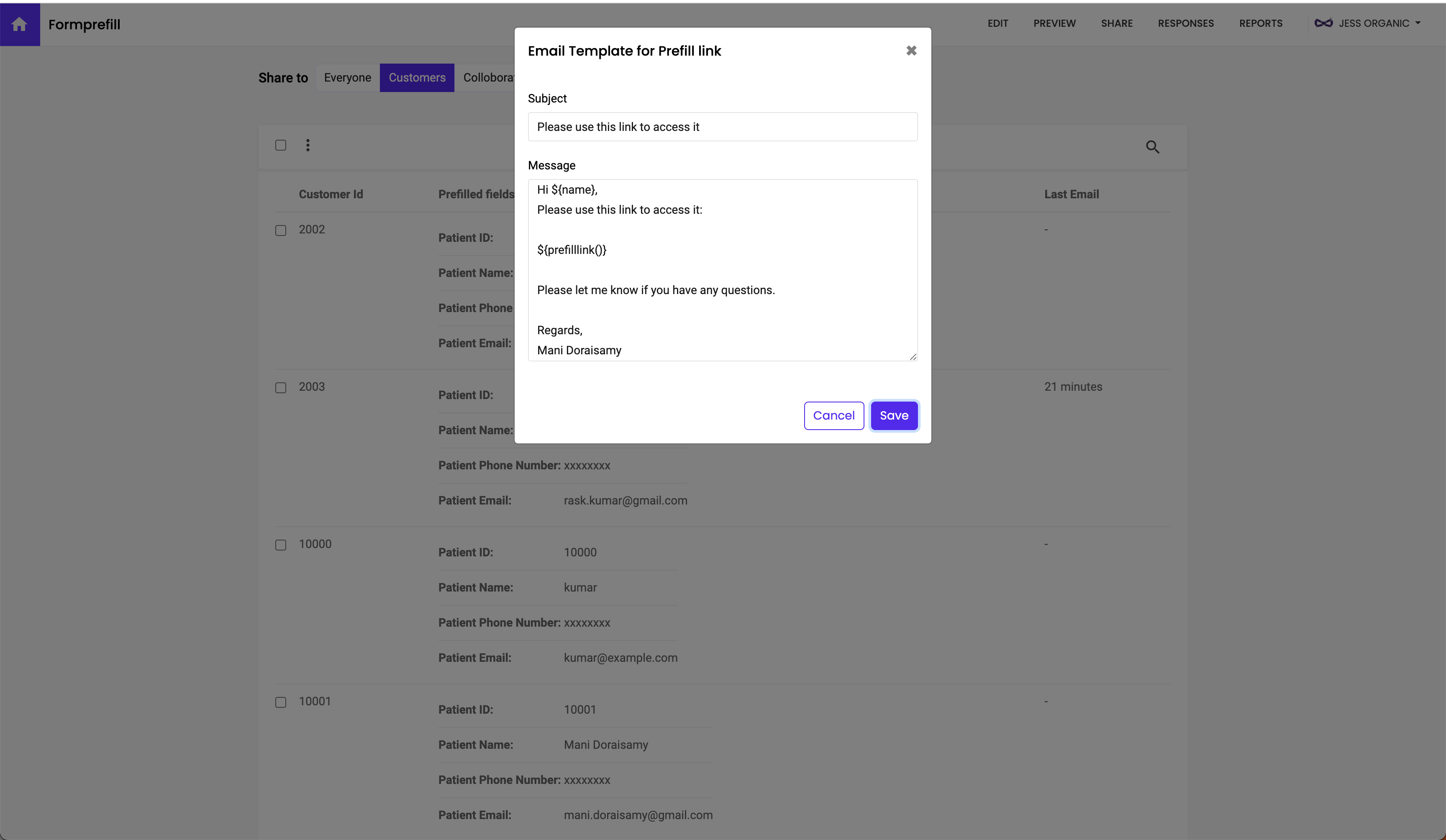 Customize the message using templates to save time