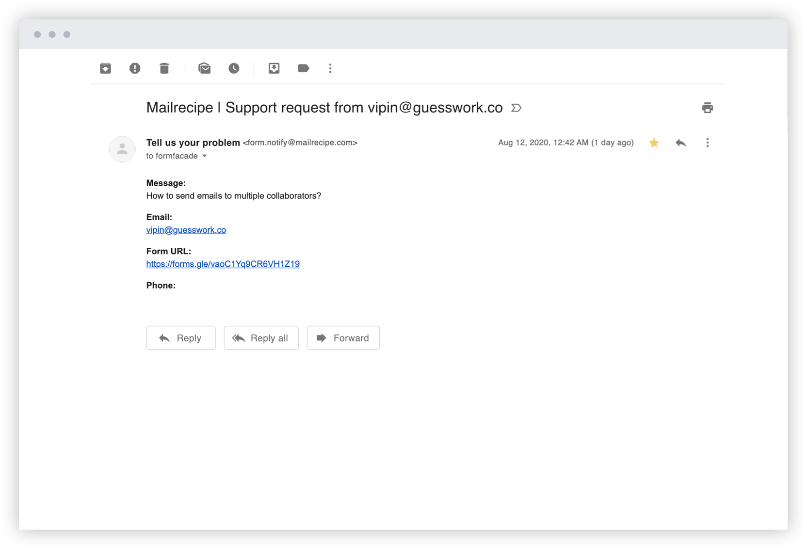 Keep track of the new form responses by enabling notification emails to be sent to you and other collaborators