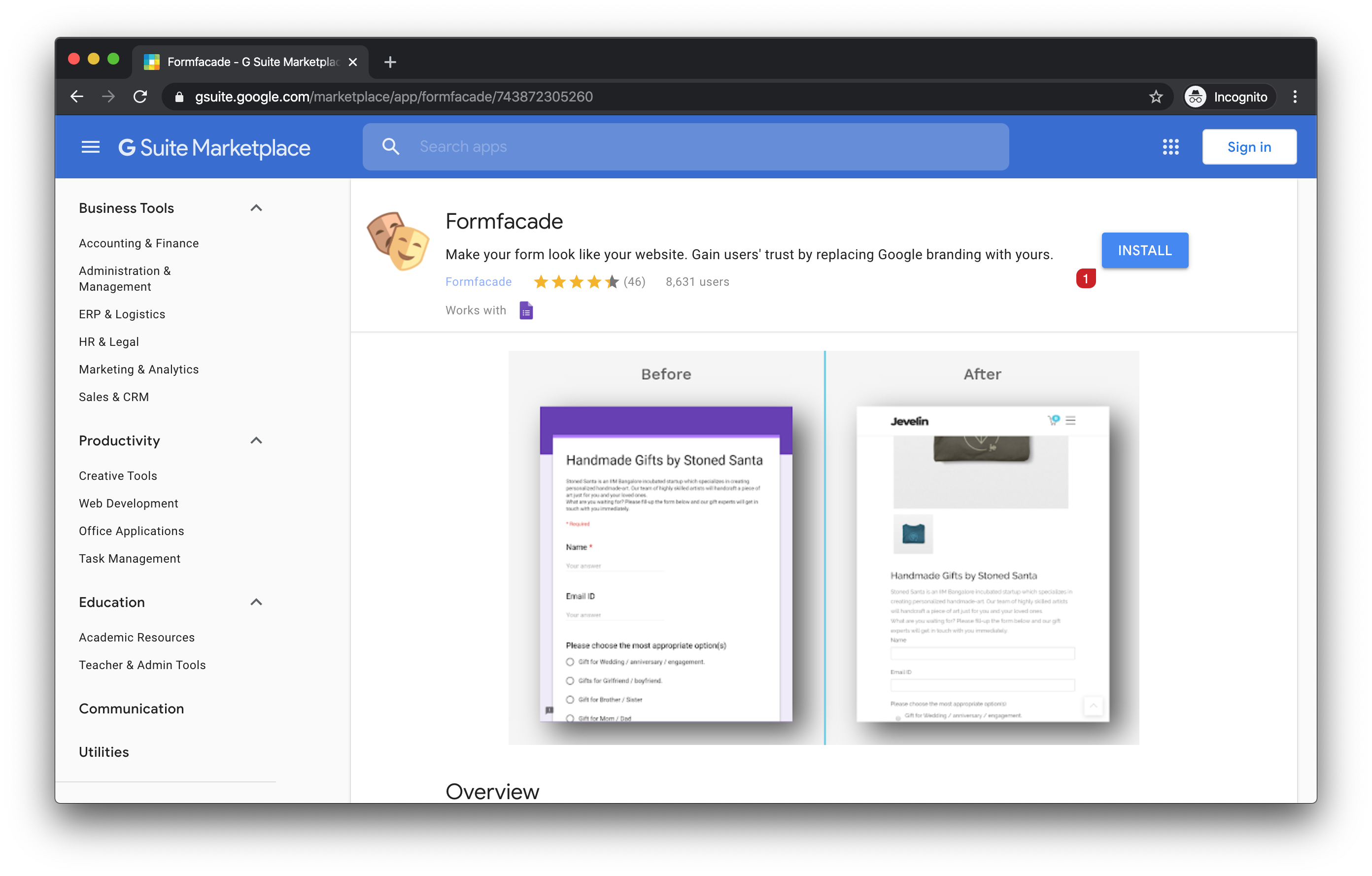 Install our Gsuite addon