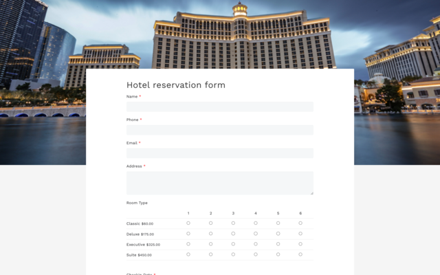 Hotel Reservation Form For Google Forms