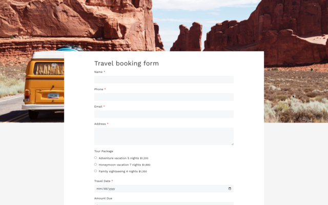 travel booking form codepen