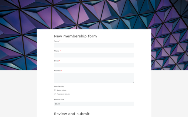 New membership form template for Google Forms