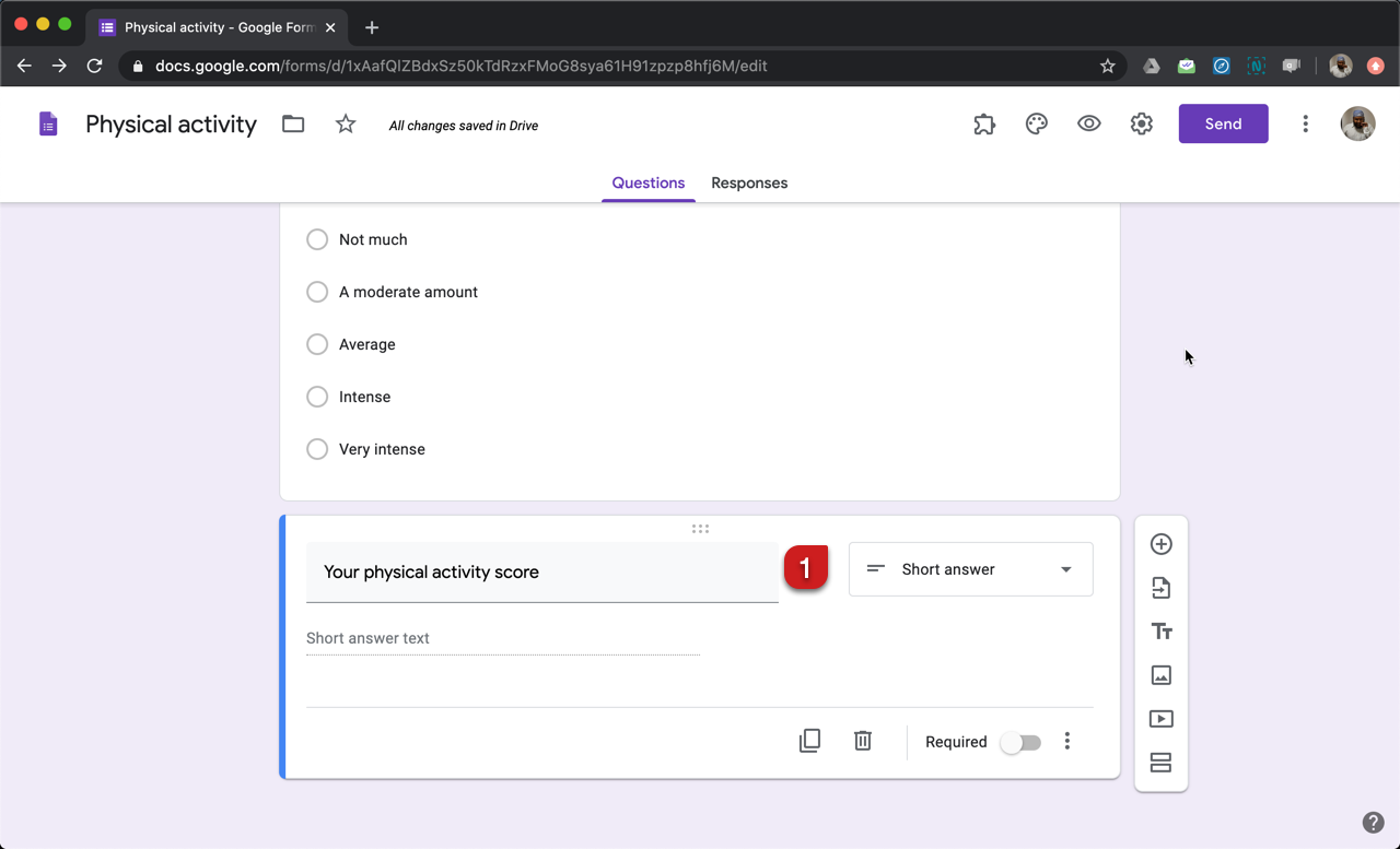 Step 1: Add a Short Answer question in your Google Form for displaying the score.