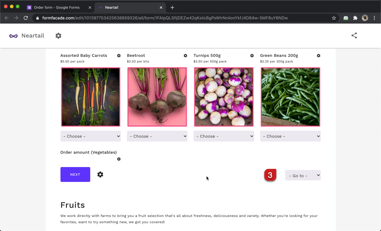 Step 3: Back button will removed and a quick navigation Go to option will be added to this section as shown below.