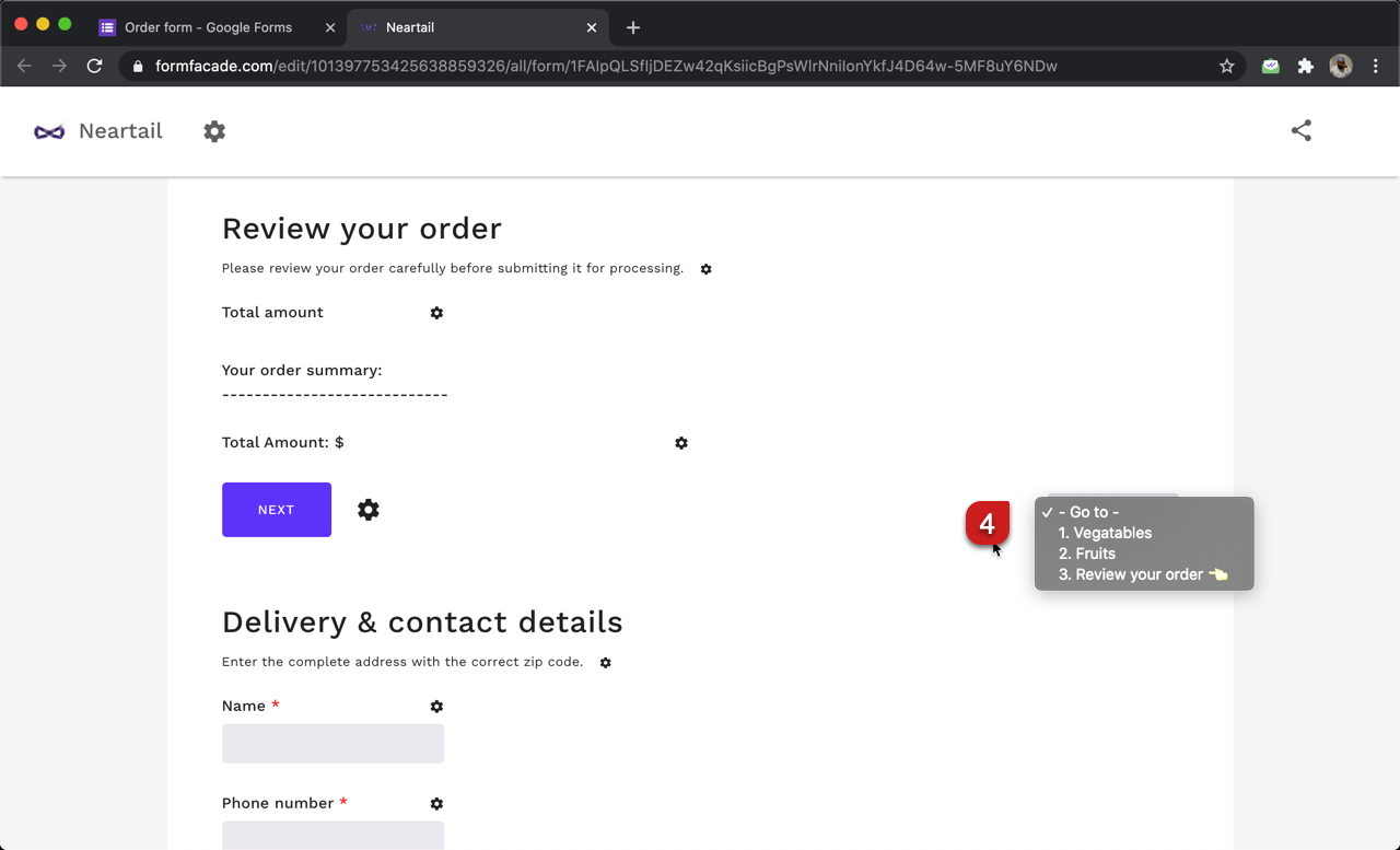 Step 4: Similarly add all the other category sections to the quick navigation menu as shown below. 