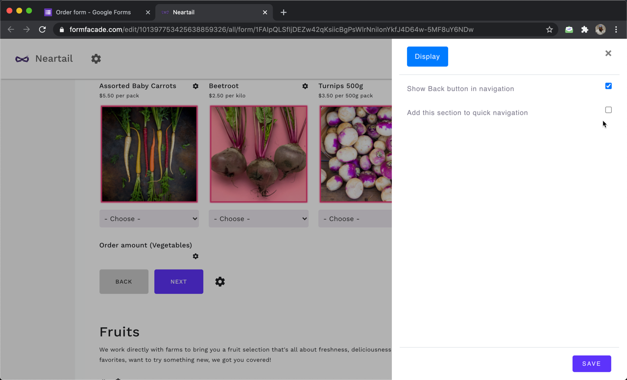 Step 2: Navigation display settings screen will be displayed. By default, Show Back back button in navigation will be enabled. 