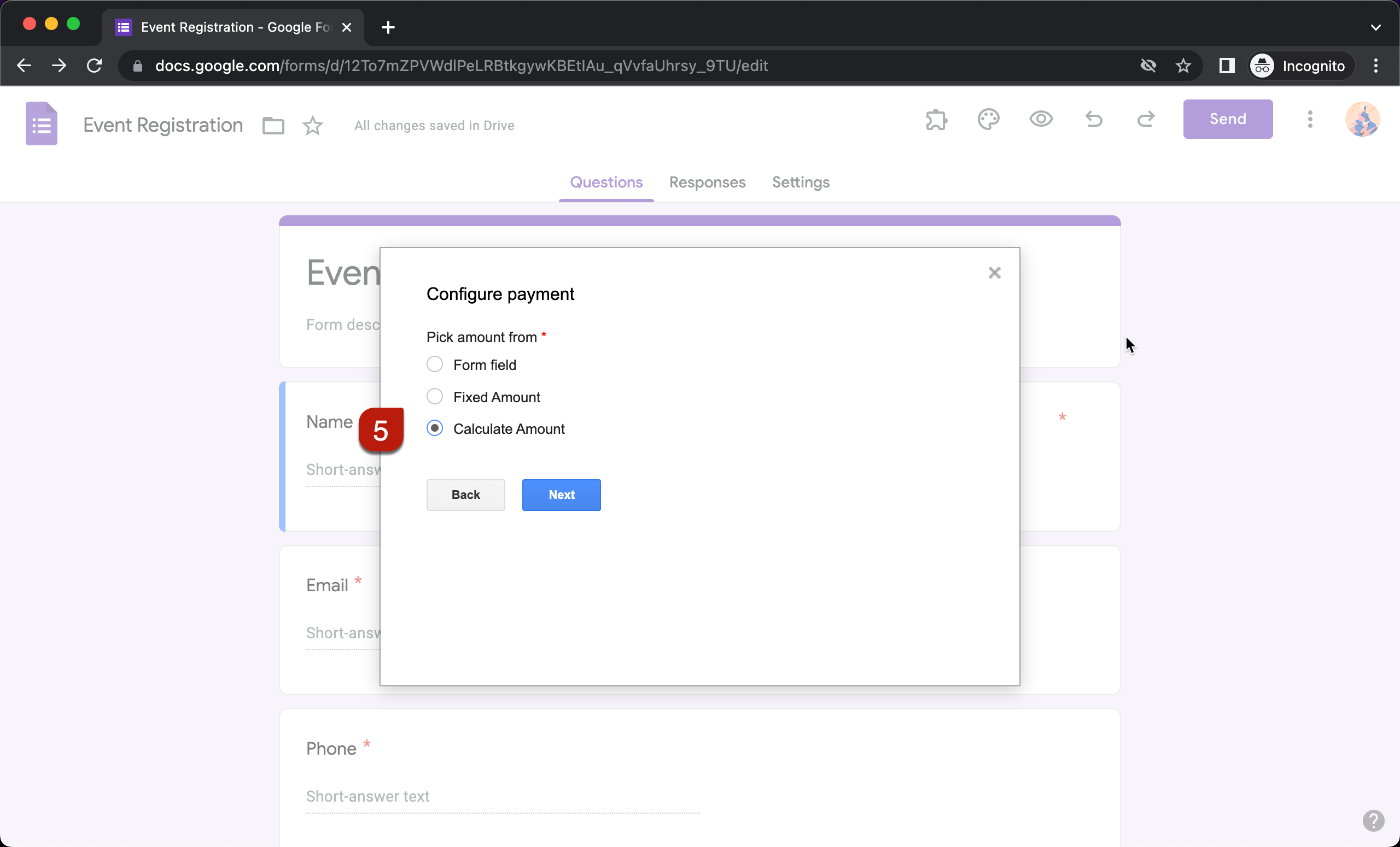 Step 5: Select Form field and click Next.