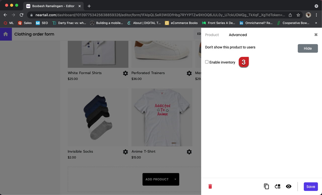 Check Enable inventory.