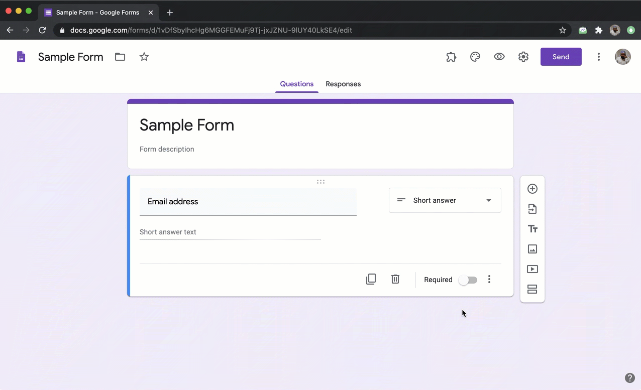 Formfacade How to add description to a question in Google Forms?