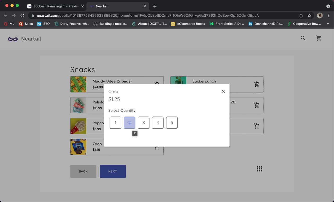 When users click on the add to cart option for product sold by quantity, they will have the option to select the quantity they want to order.