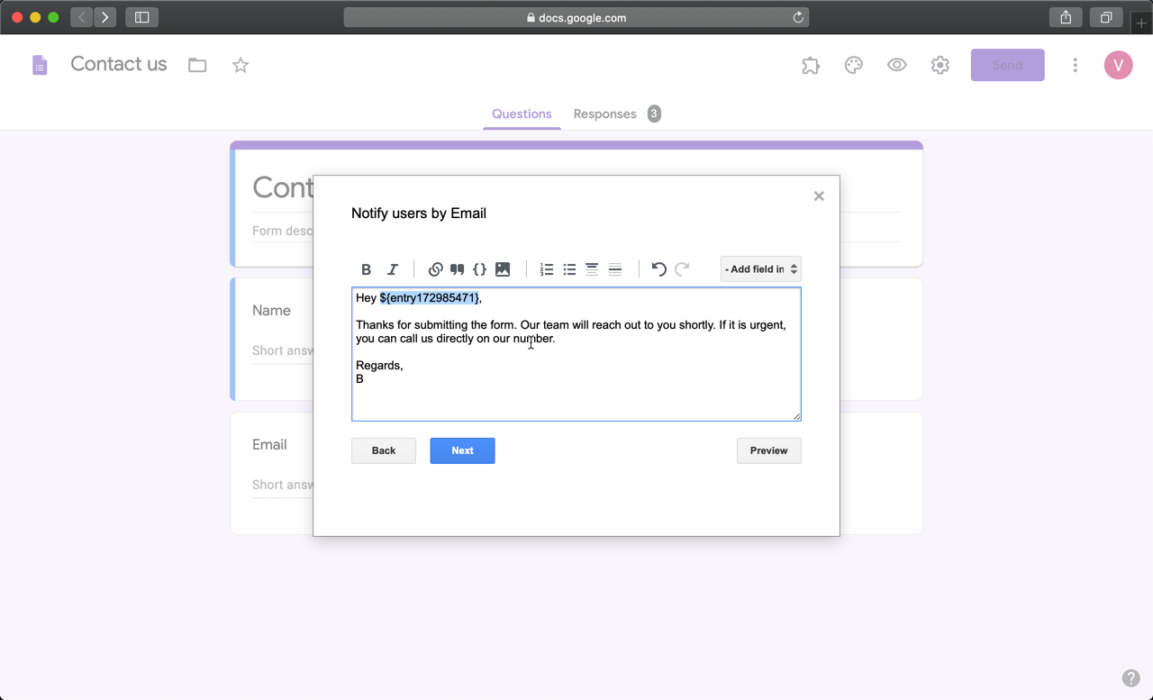Step 1: Open the email notifications setup wizard and delete entry#id for the field that is shown in the error message in the email content.