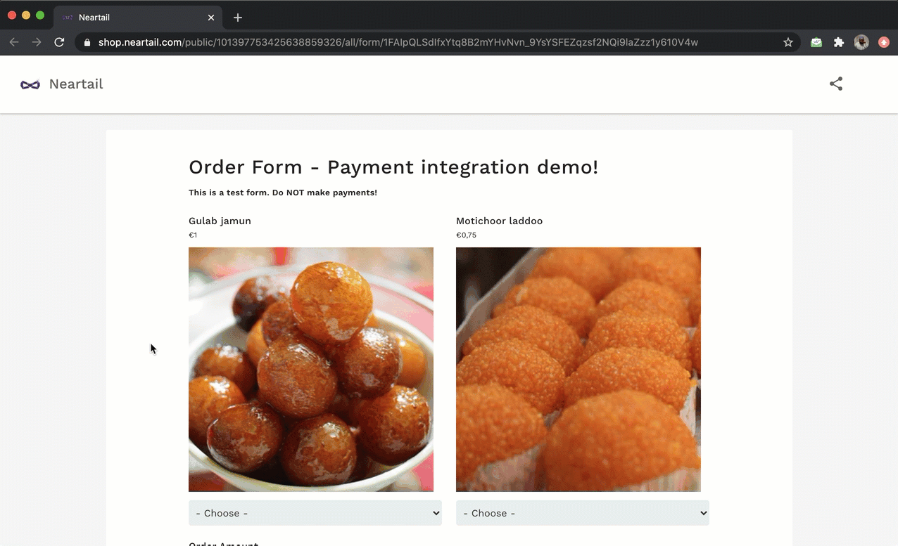 You can support multiple payment methods in your order form by adding a multiple choice question with Go to section based on answer option enabled for that question. This will allow you to automate card payments using Stripe and also support other payments such as cash, cheque, bank transfer & more.