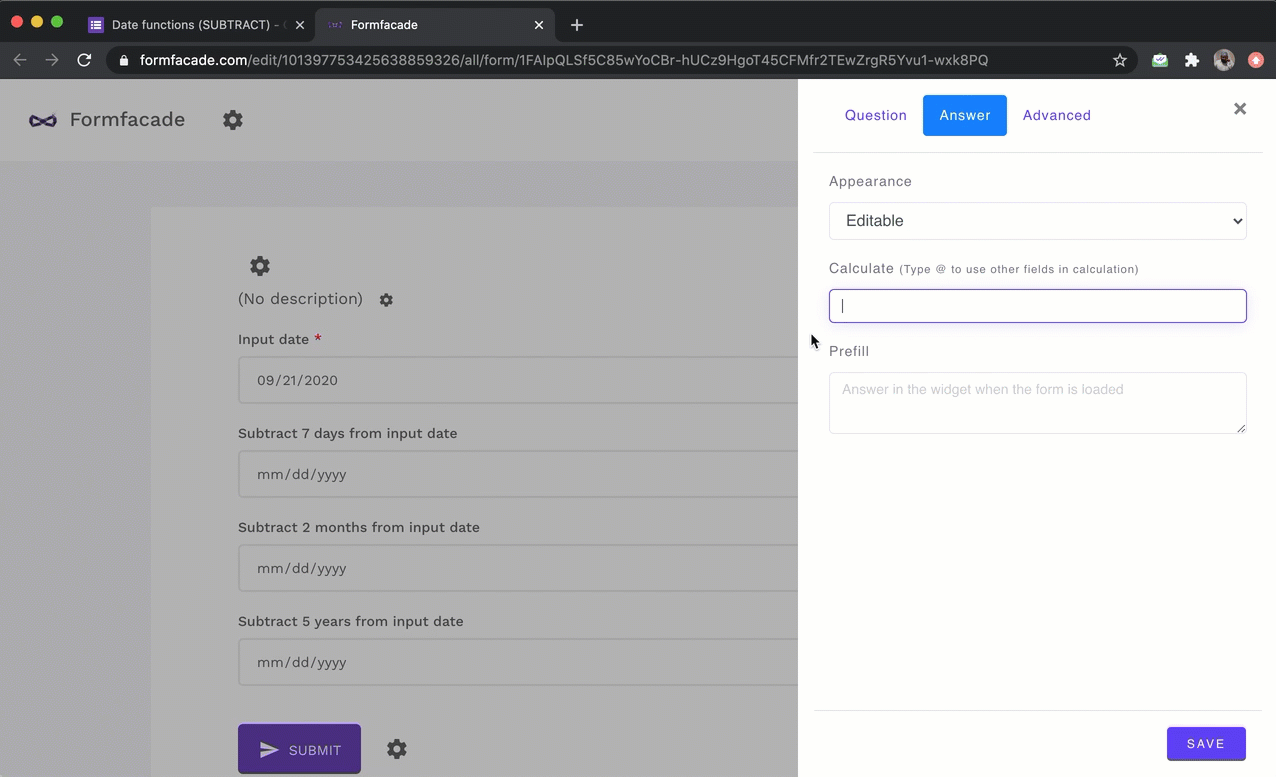 Step 4: Write the formula in the Calculate option as shown below.