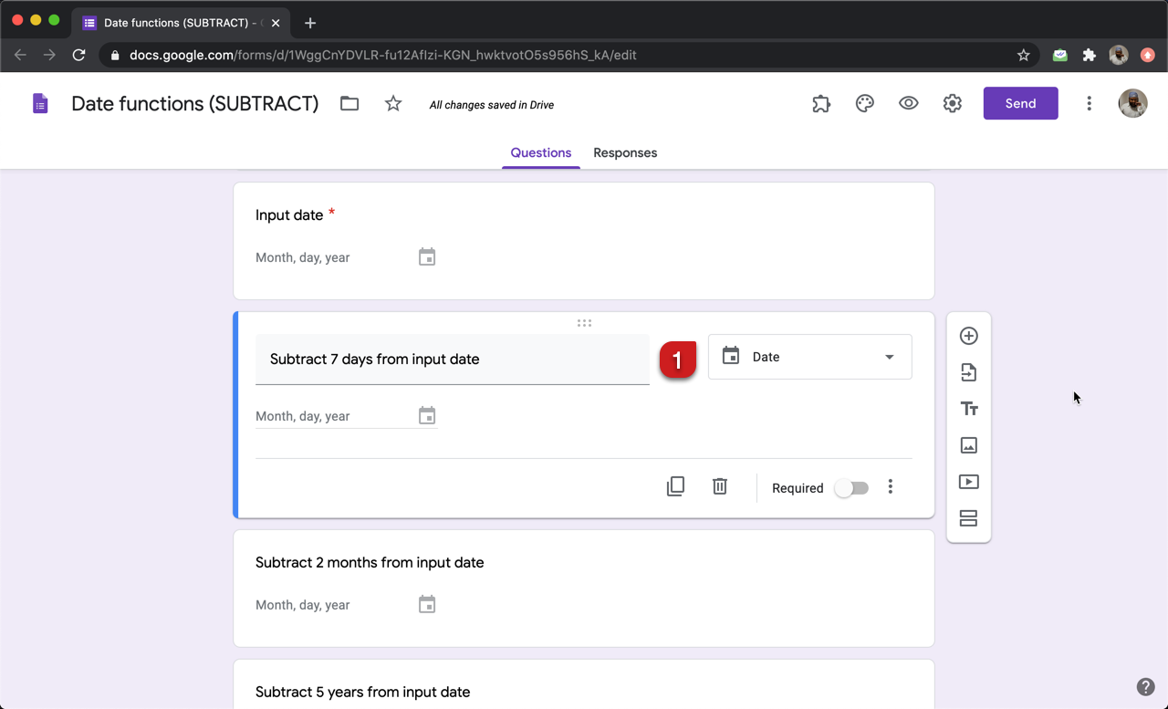 Step 1: Add a date question in Google Forms.