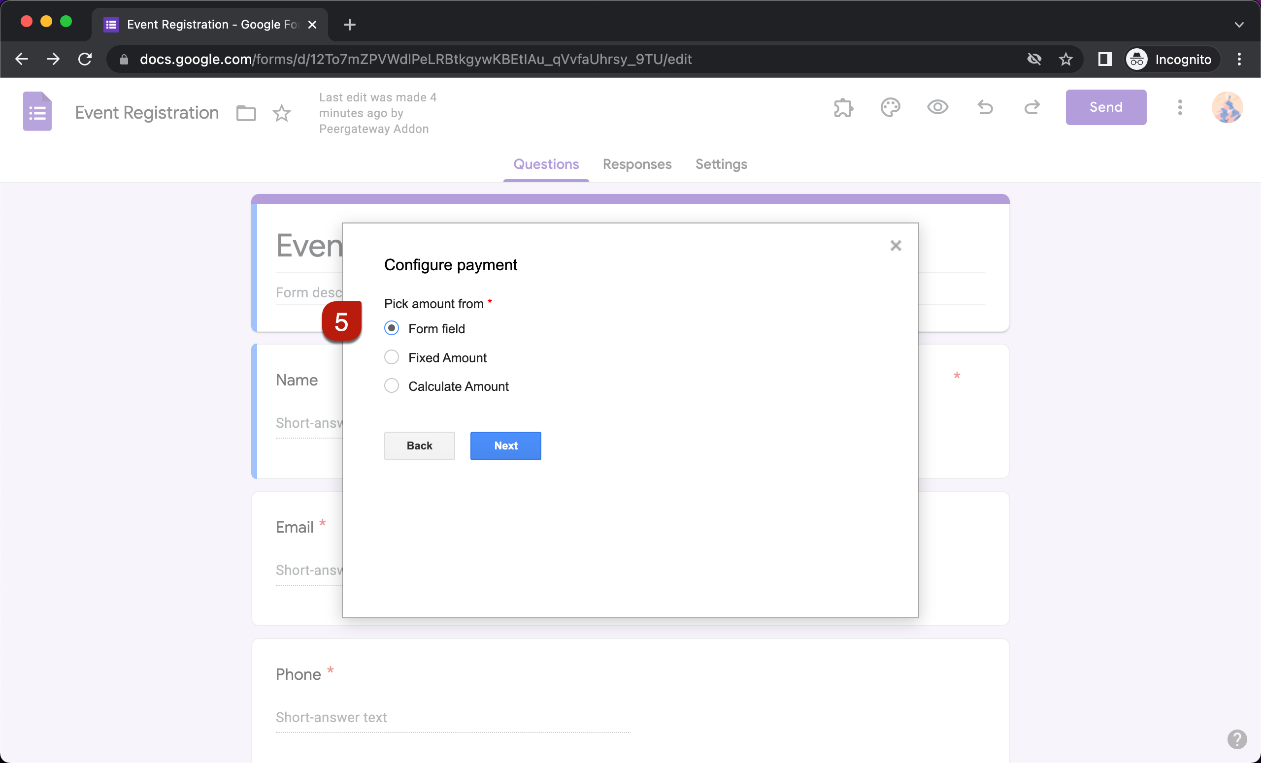 Step 5: Select Form field and click Next.