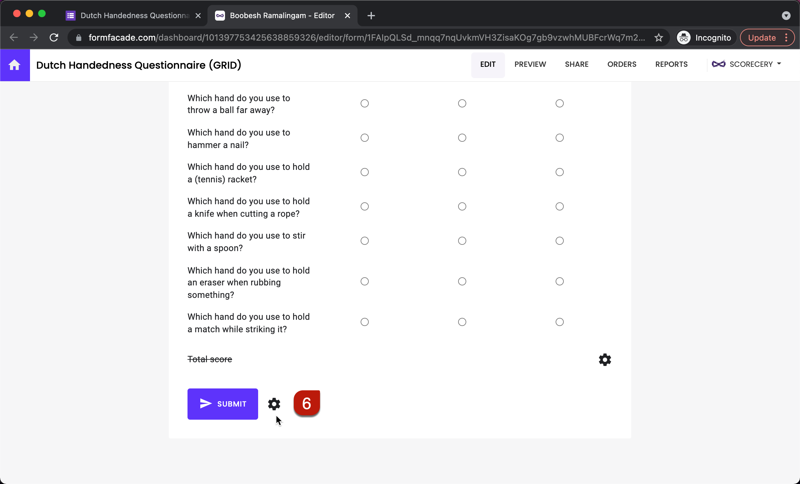Step 6: Click on the gear icon next to the Submit button.