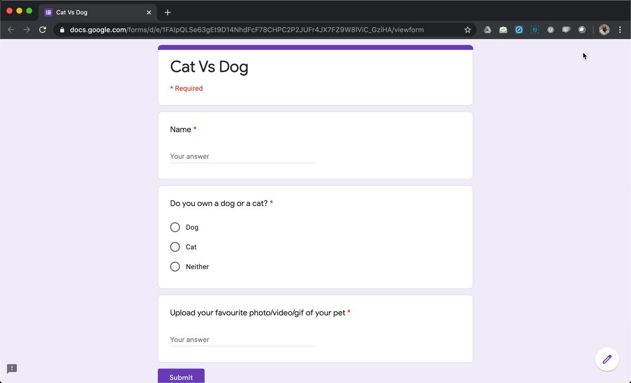 Viewform google forms