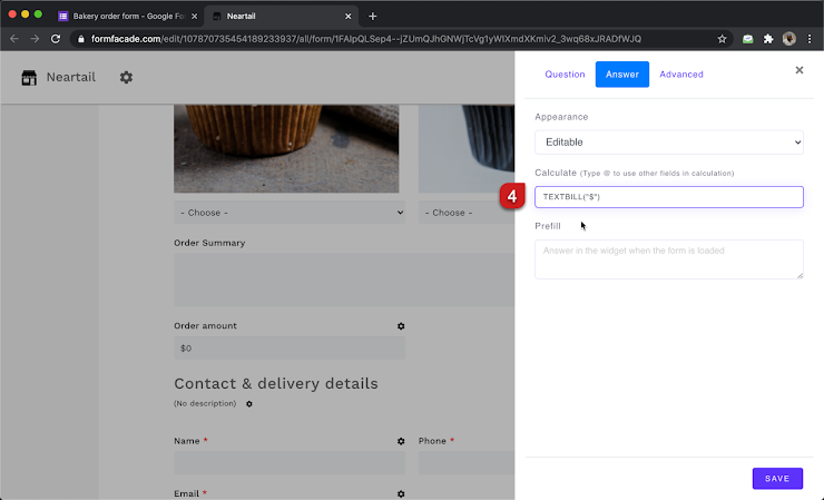 Step 4: Write the TEXTBILL function in the Calculate option as shown below.