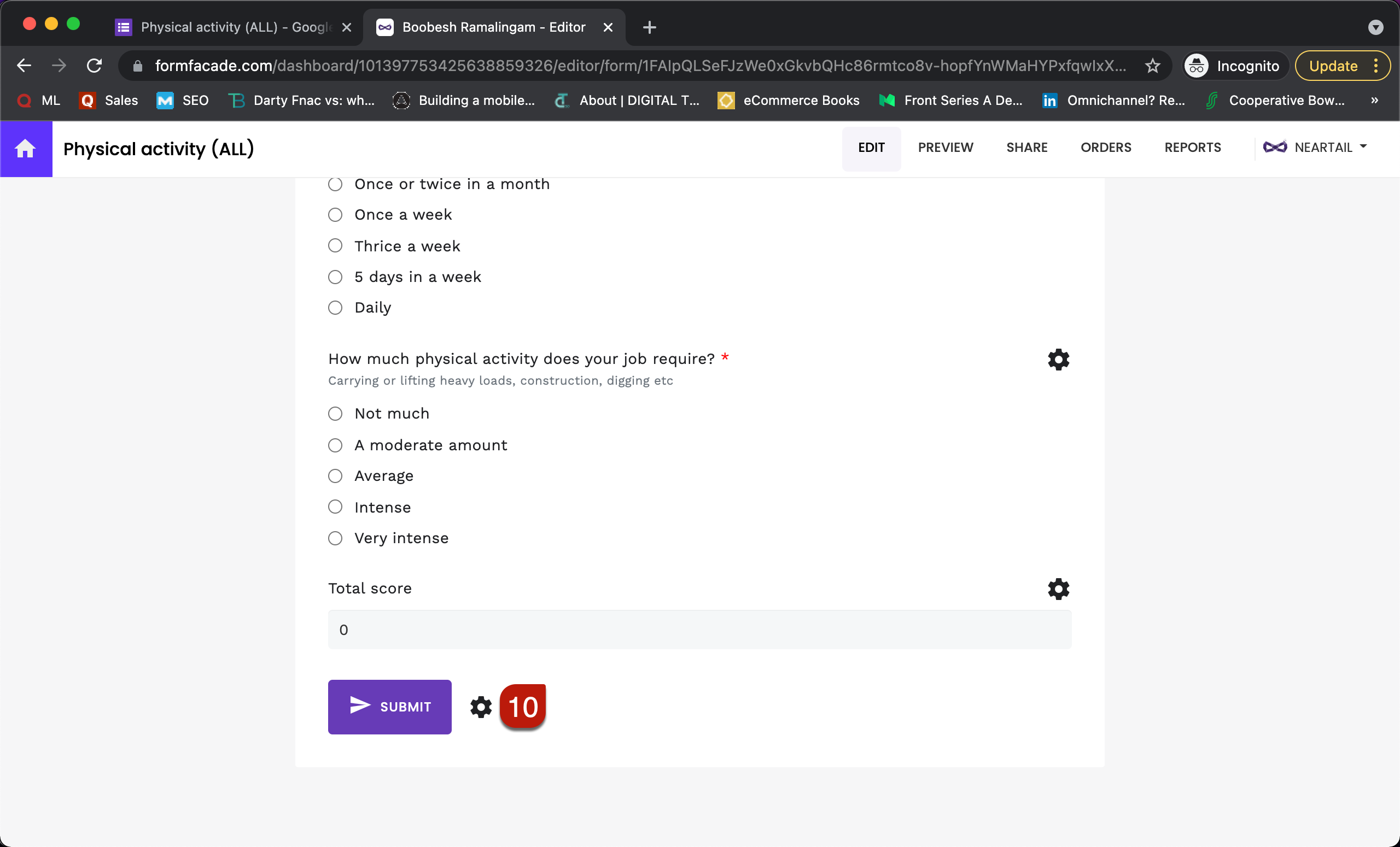 Step 10: Click on the gear icon next to the Submit button.