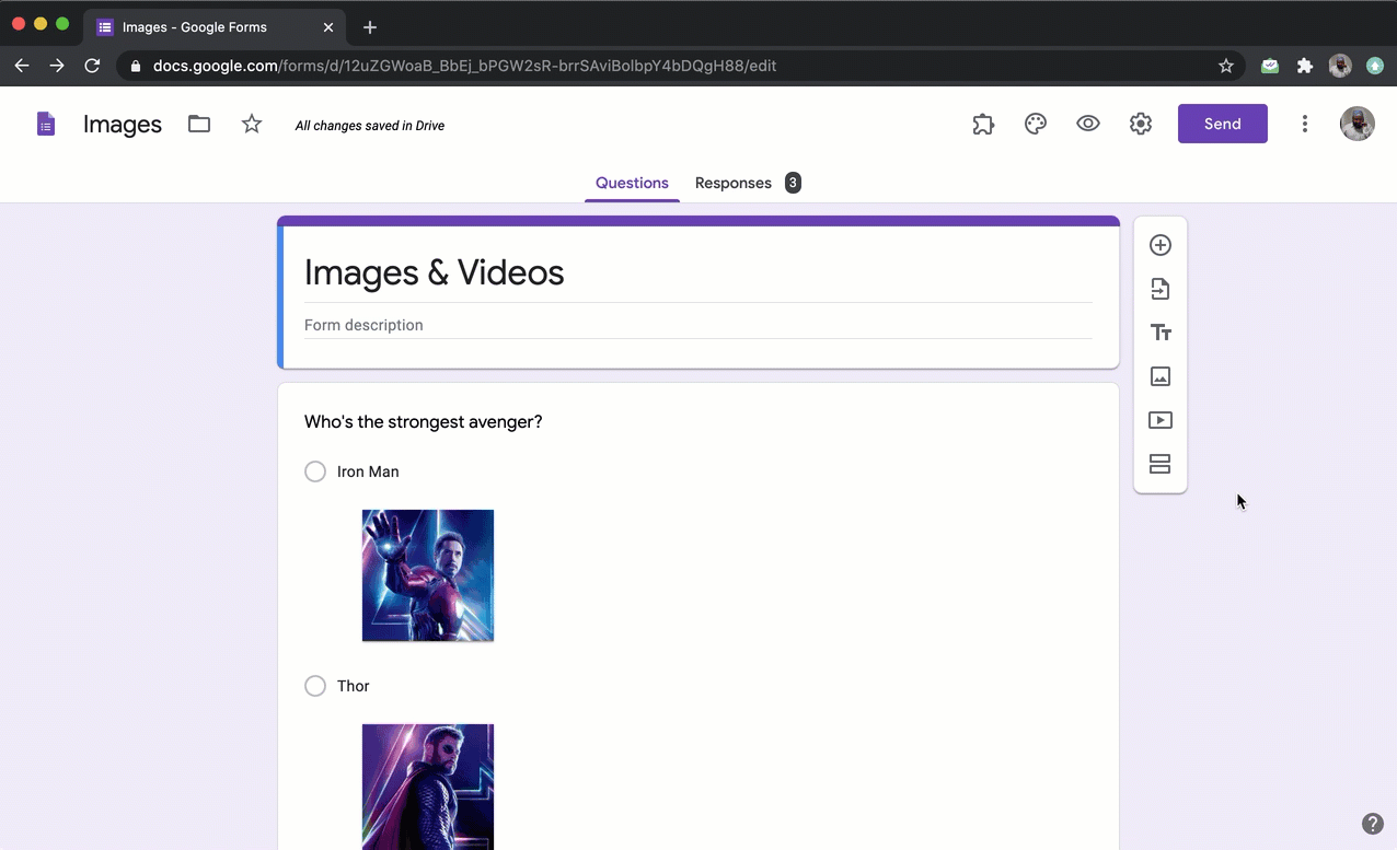 You can upload your video to YouTube and use the YouTube url to add the video in your Google Forms.
