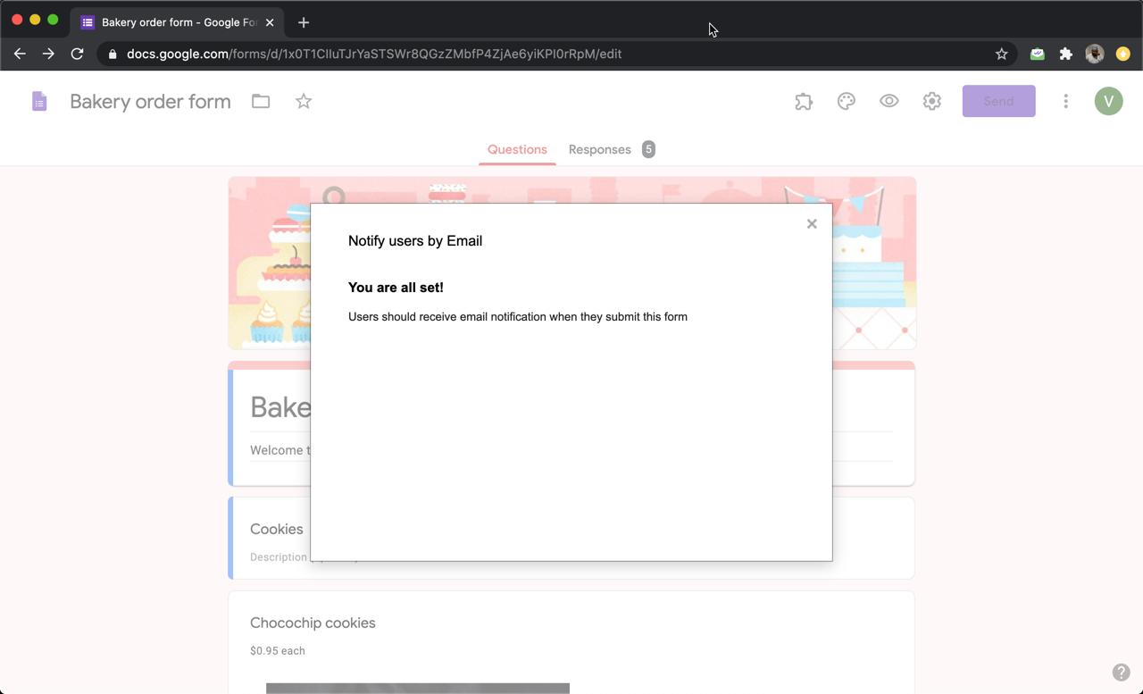 If the test is successful, users will receive the confirmation email when they submit the form.
