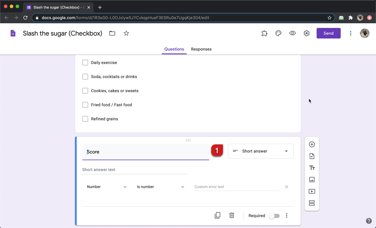 How to assign points for a checkboxes question?