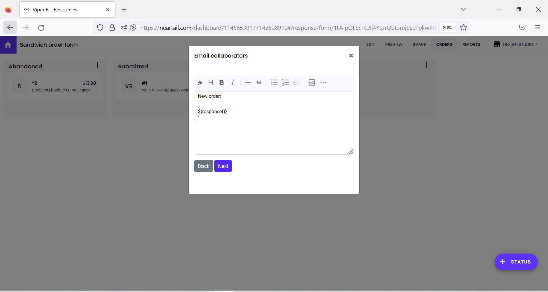 Step 6: Update the message and click Next