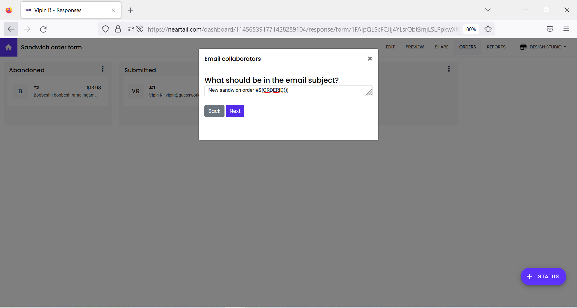 Step 5: Update the subject and click Next