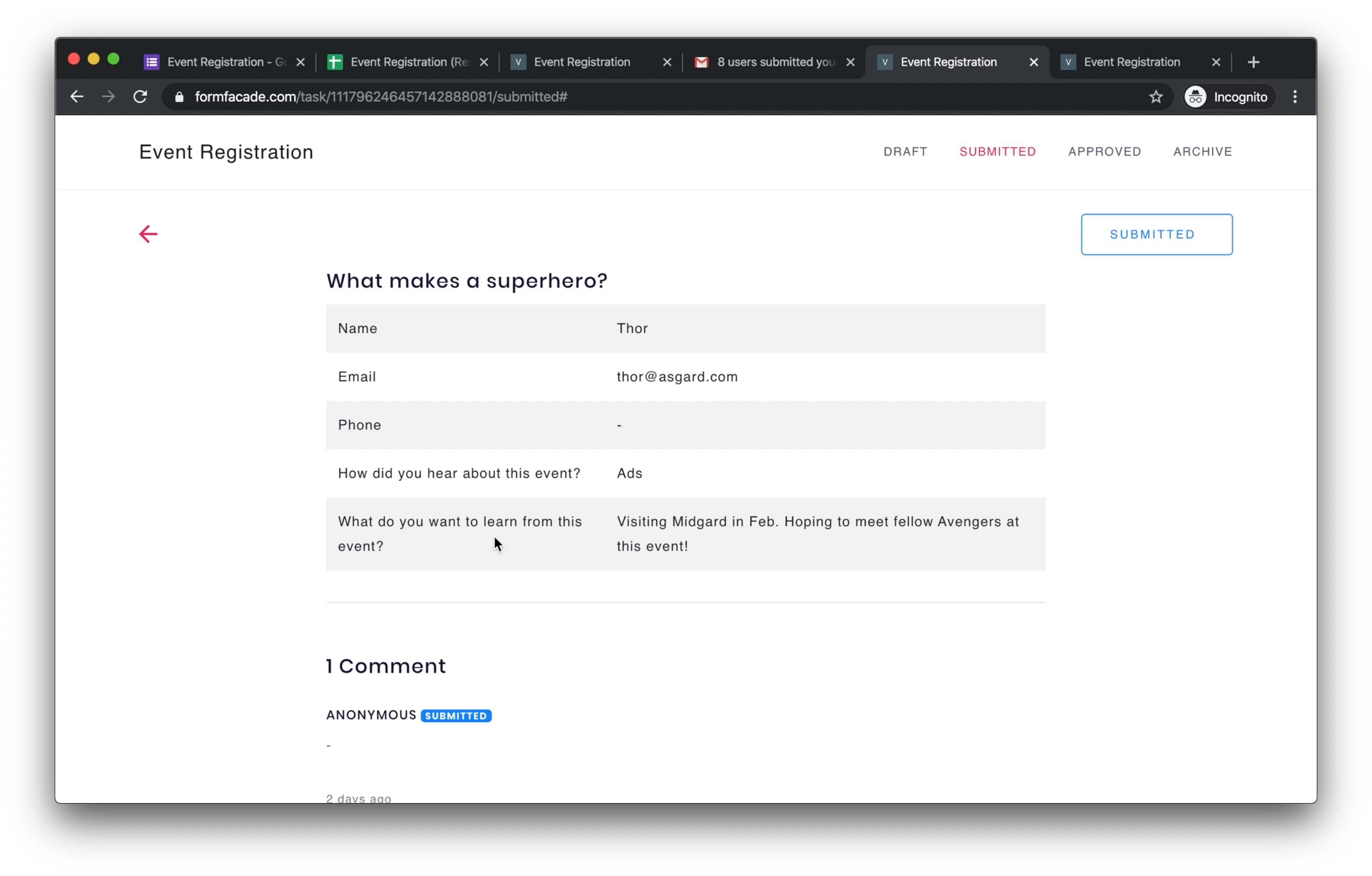 You can create additional folders to prioritize & organize the responses. Let's say, a user who signed up for the event sends an email to cancel his invite. You can create a new folder "Cancelled" and move any cancellations to this folder. 