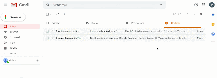 Tip: Move your Formfacade notification email to Primary folder and stay on top of your form responses!
