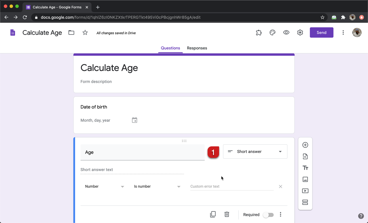 Calculate age based on deals date of birth