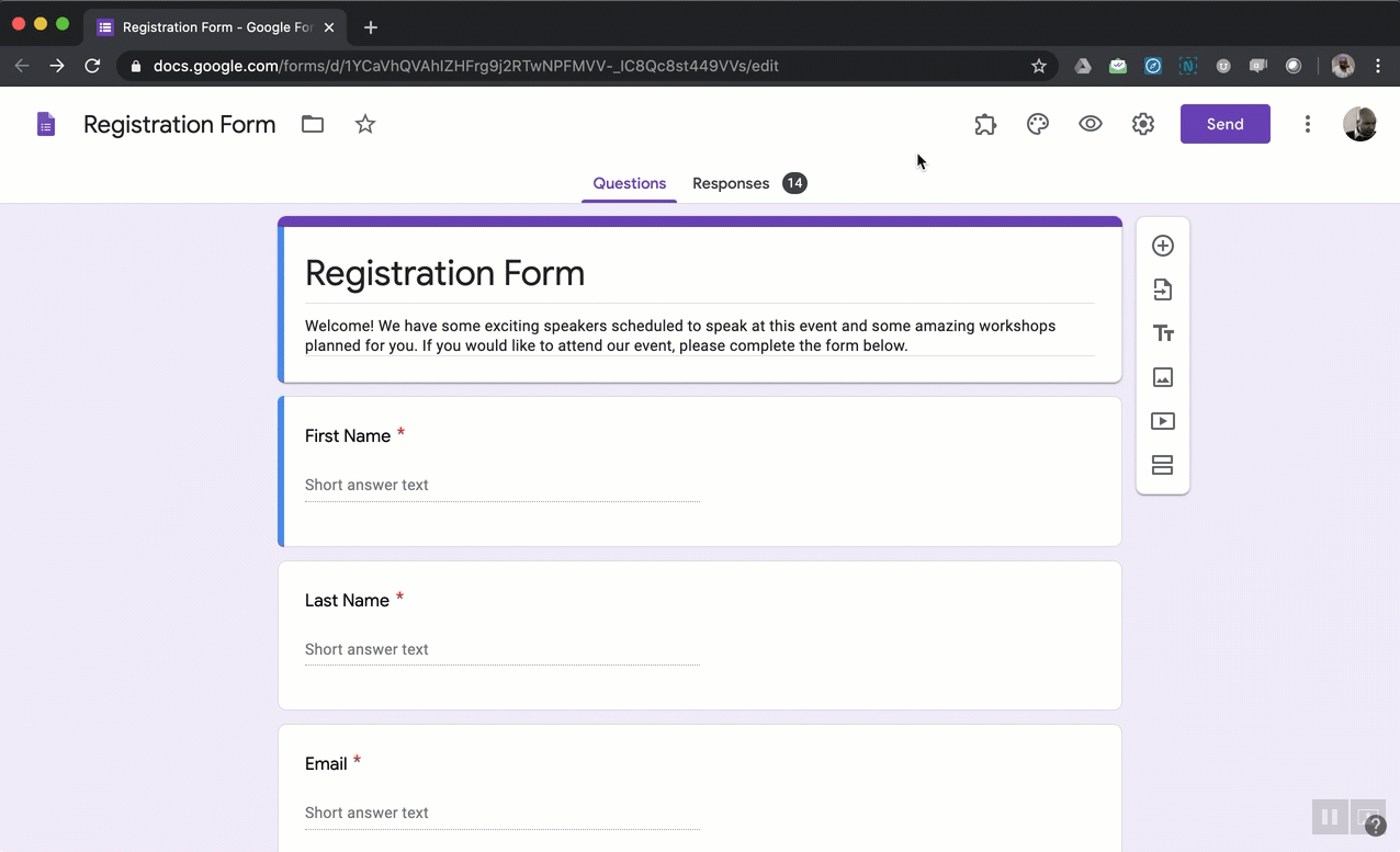Google Form's theme customization option allows you to change the background color, but it doesn't change the background color of the form itself; it only updates the page background color around the form. If you want to change the background color of the form and have more control over the form styles, you can use the Formfacade add-on for Google Forms.