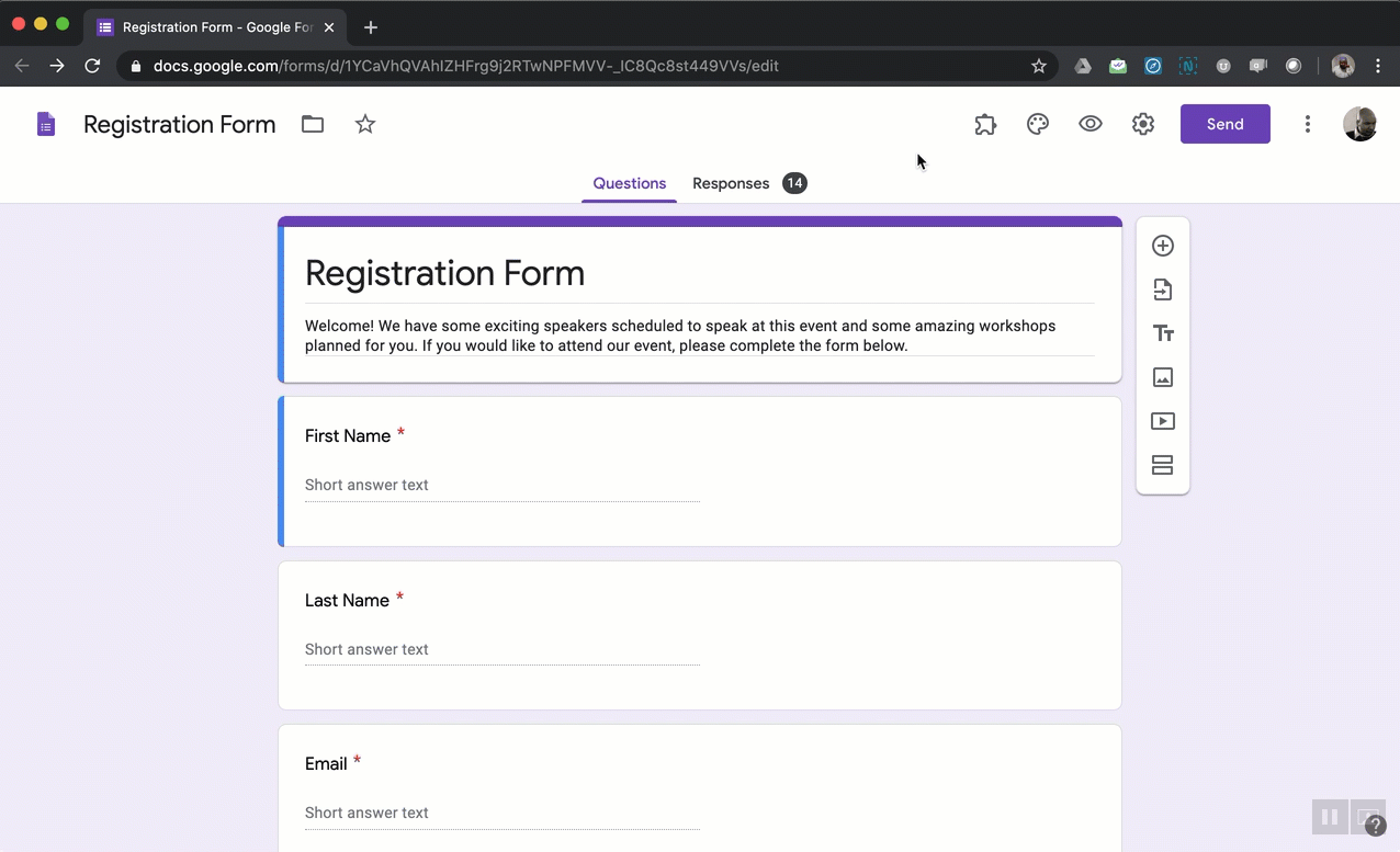 How can I customize the form background color in Google Forms?