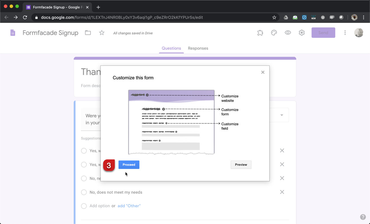 Formfacade How can I redirect the respondent to different pages based on form response?