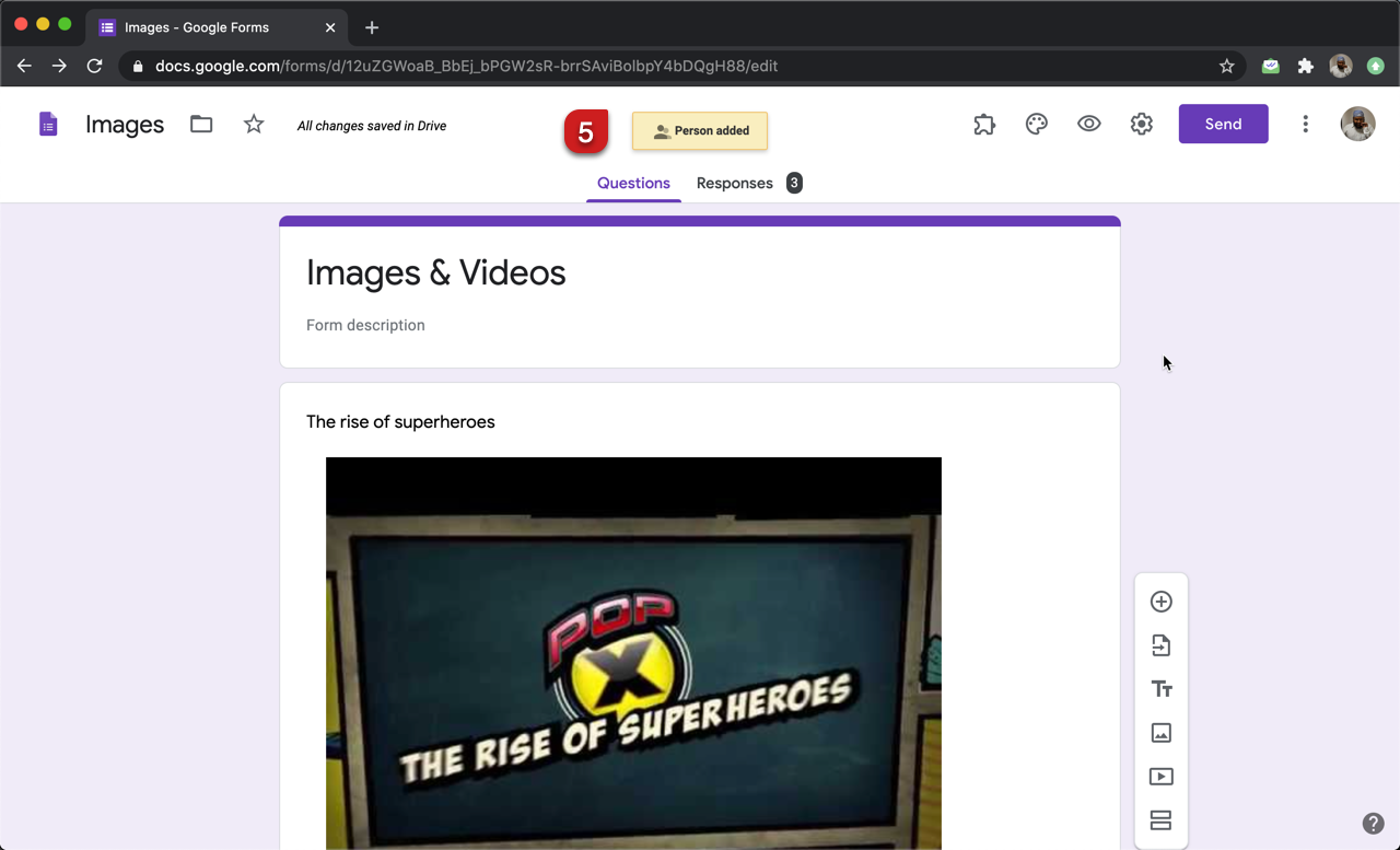 Step 5: Once you the collaborators are added, you will see the "Person added" notification message as shown in the screenshot below.