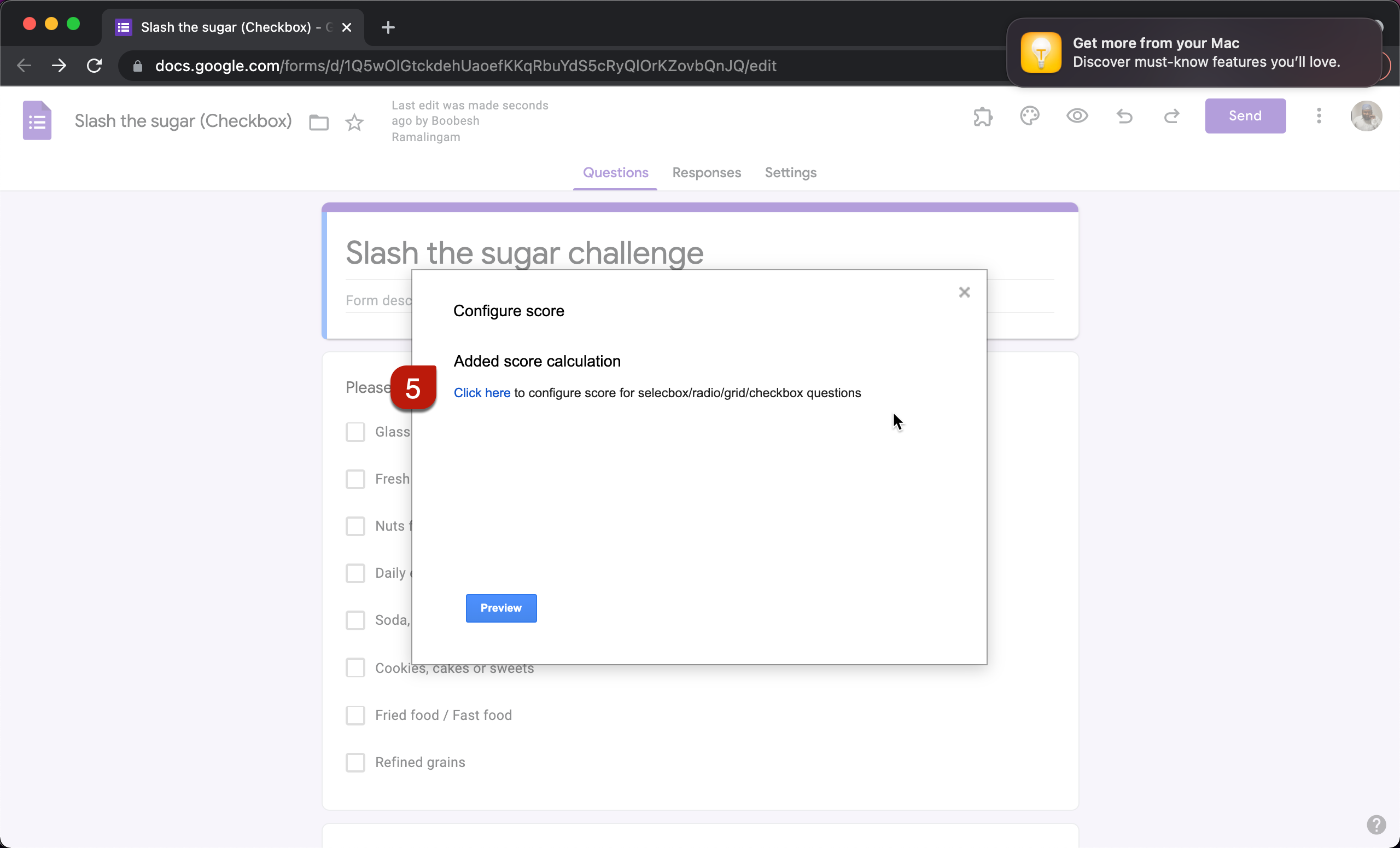 Step 5: Click on the link to open the edit page for assigning points.