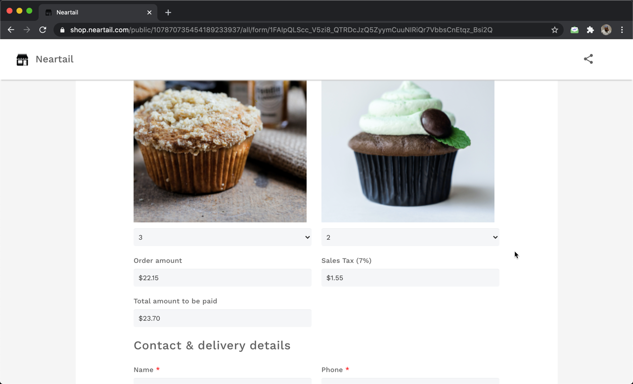 You can add a short answer question in Google Forms and then write the formula in Formfacade to automatically calculate the taxes based on order amount.