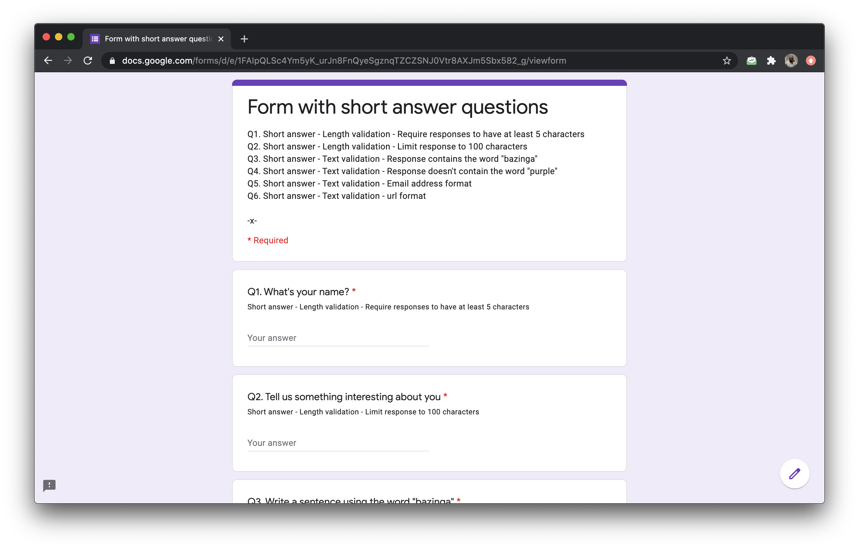 formfacade-short-answer