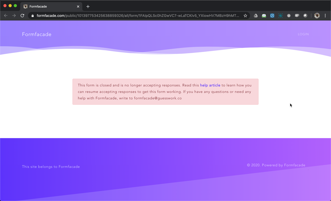 Formfacade Form Is No Longer Accepting Responses How Can I Fix This