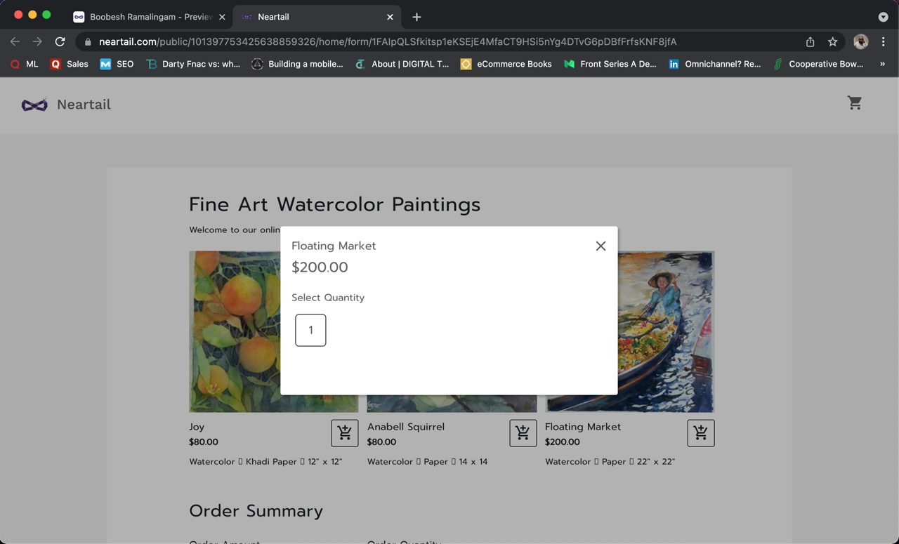 When users click on the add to cart option for unique product, they will have the option to click on the quantity 1 to add the product to cart.