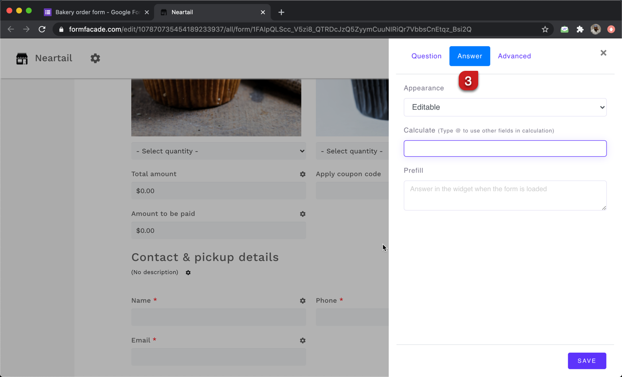 Step 3: Field settings screen will be displayed. Select the "Answer" tab.