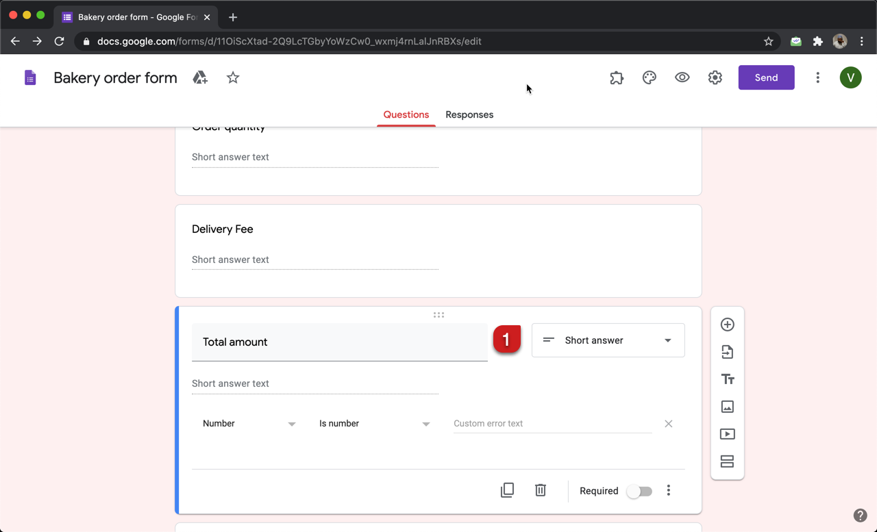 Step 1: Add a short answer question with number response validation in Google Forms.