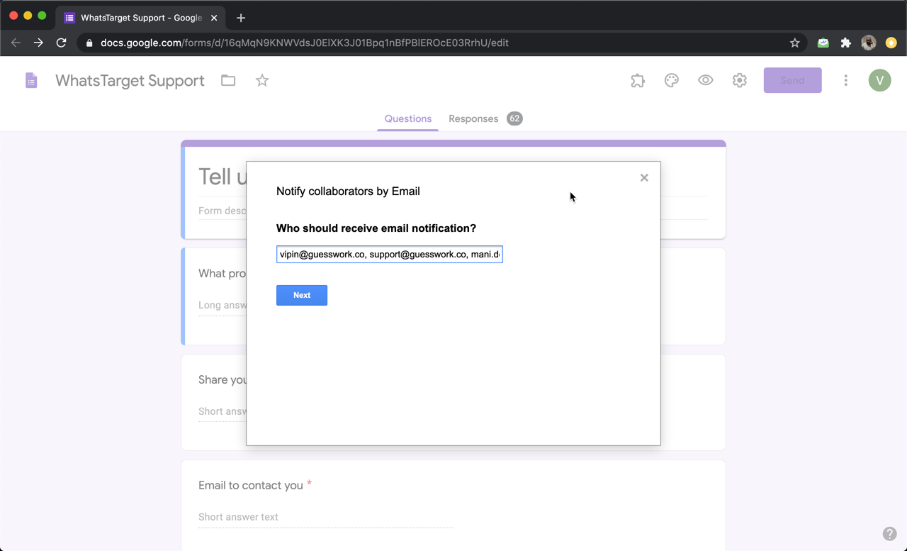 You can enter a list of email addresses or an email group separated by commas in the Notify collaborators email notifications setup in Mailrecipe. When a customer places an order, your staff members will receive an email with the order details.