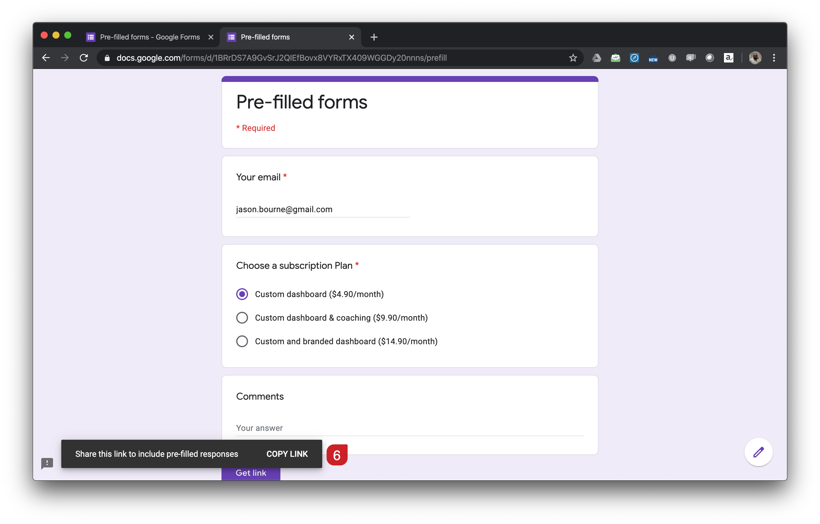 Click on "COPY LINK" and paste it in a notepad 
