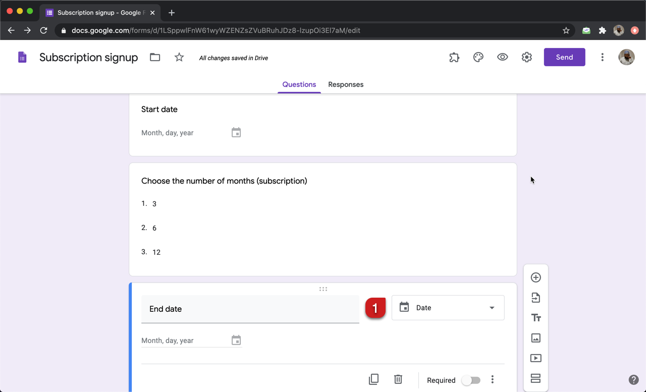 Step 1: Add a date question in Google Forms.