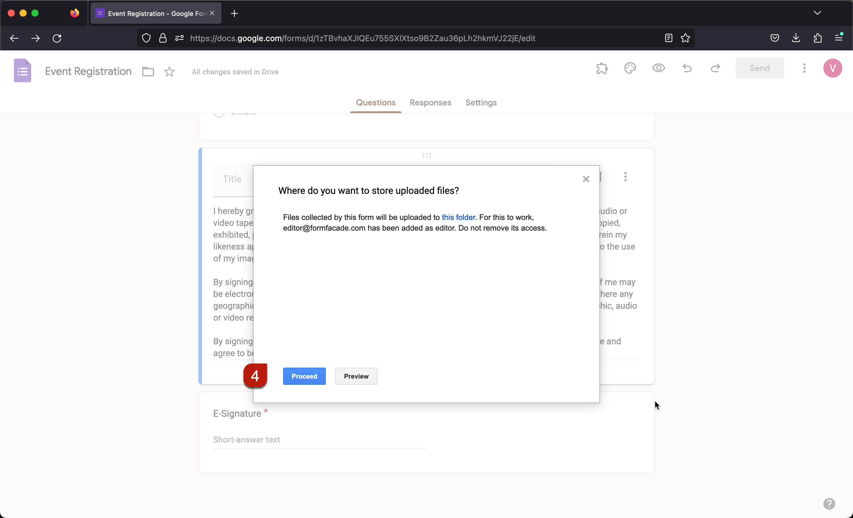 Step 4: Click Proceed to edit the form or click Preview to test the sync
