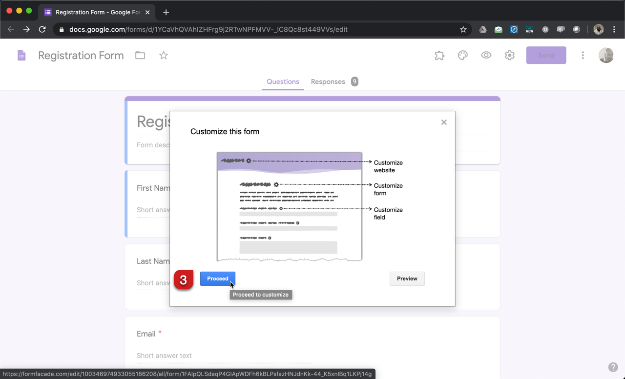 Step 3: Customize introduction popup screen will be displayed. Click on the Proceed button.