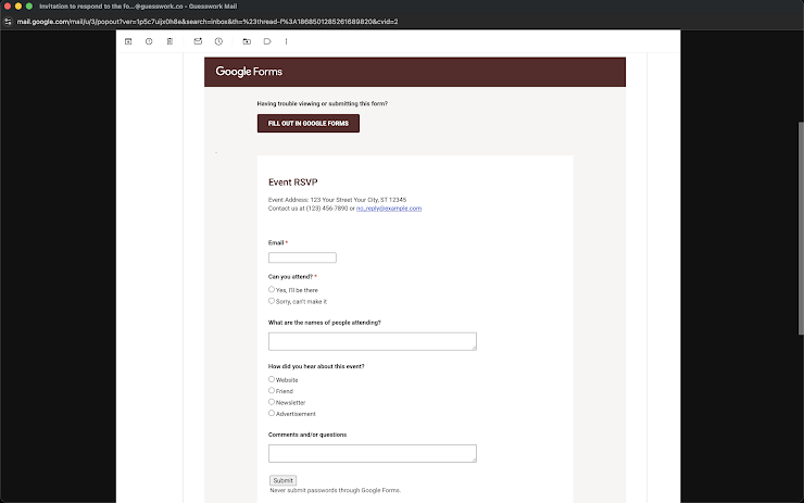 You can embed your Google Forms on your website, send it via email, share a link, or use the Formfacade add-on to embed it without an iframe, matching your website's theme. 
