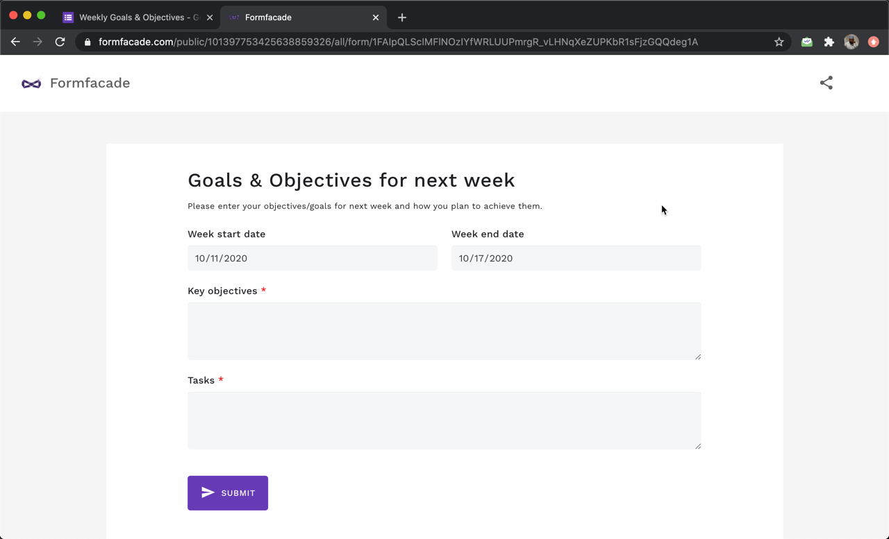 You can use the getDay() function to determine the day of the week for the current date and use the ADD function to calculate the start date and end date for the next week.